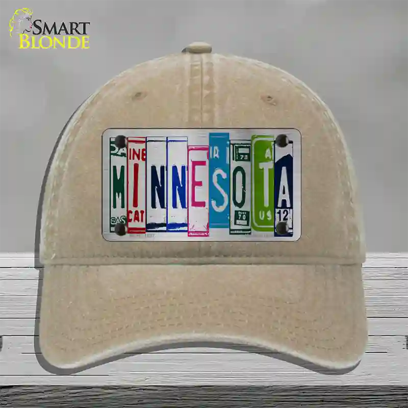 Minnesota License Plate Art Novelty License Plate Hat Unconstructed Cotton / Khaki