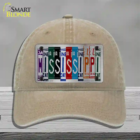 Mississippi License Plate Art Novelty License Plate Hat Unconstructed Cotton / Khaki