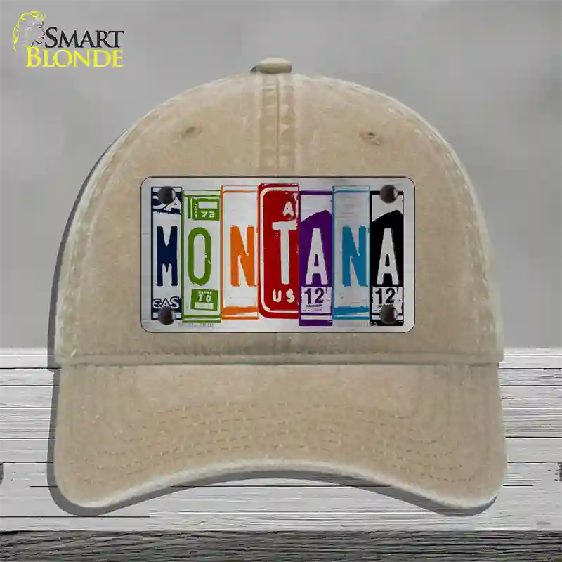 Montana License Plate Art Novelty License Plate Hat Unconstructed Cotton / Khaki