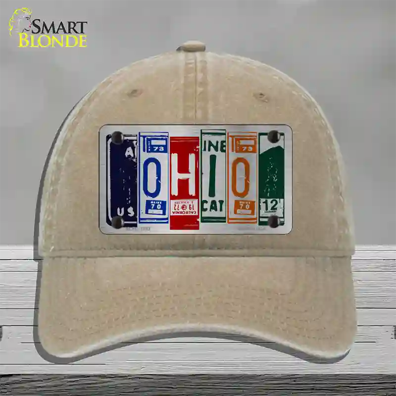 Ohio License Plate Art Novelty License Plate Hat Unconstructed Cotton / Khaki