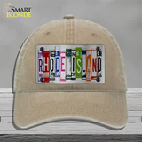 Rhode Island License Plate Art Novelty License Plate Hat Unconstructed Cotton / Khaki