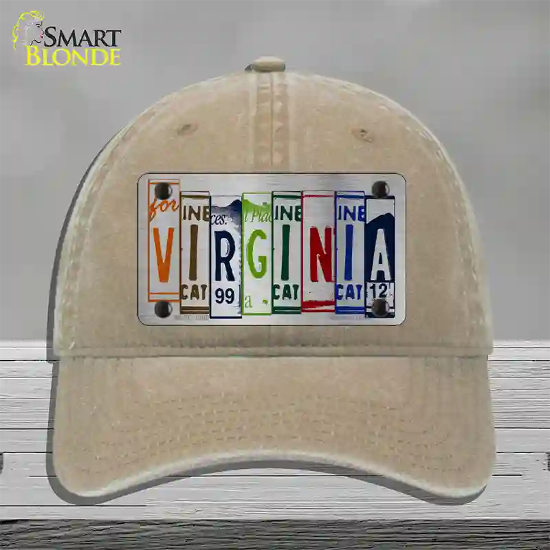 Virginia License Plate Art Novelty License Plate Hat Unconstructed Cotton / Khaki