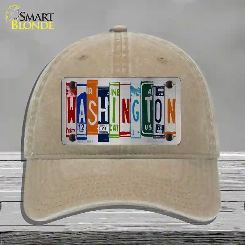 Washington License Plate Art Novelty License Plate Hat Unconstructed Cotton / Khaki