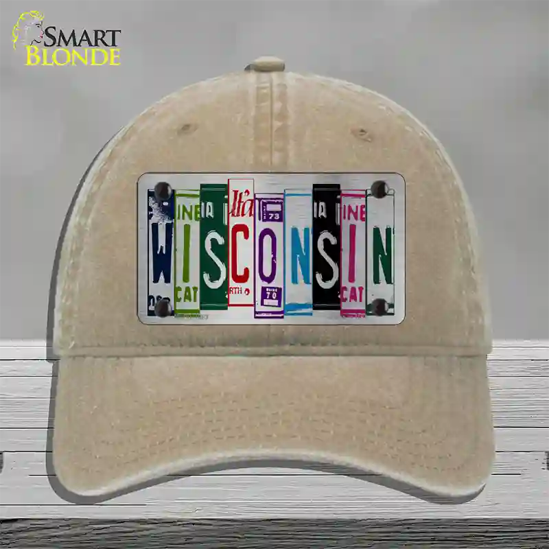 Wisconsin License Plate Art Novelty License Plate Hat Unconstructed Cotton / Khaki