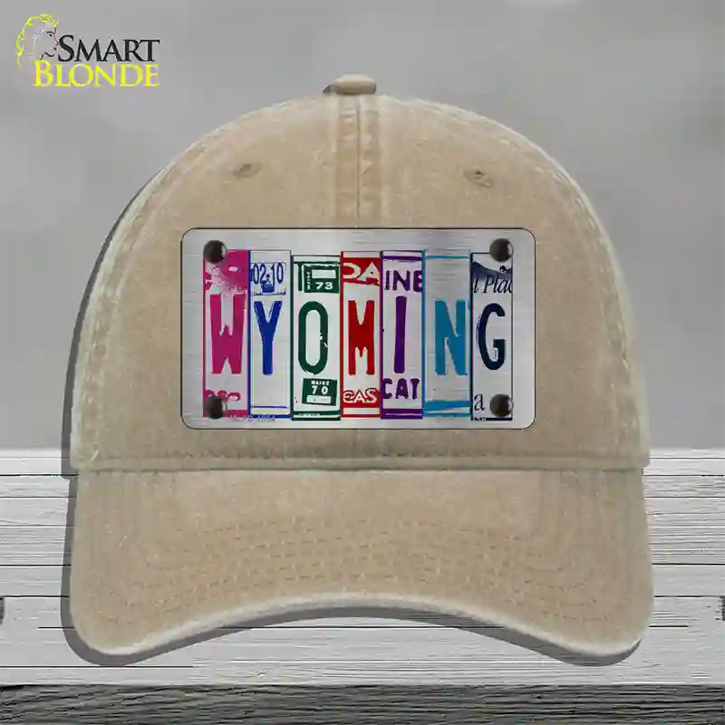 Wyoming License Plate Art Novelty License Plate Hat Unconstructed Cotton / Khaki