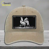 Rooster Black Brushed Chrome Novelty License Plate Hat Unconstructed Cotton / Khaki