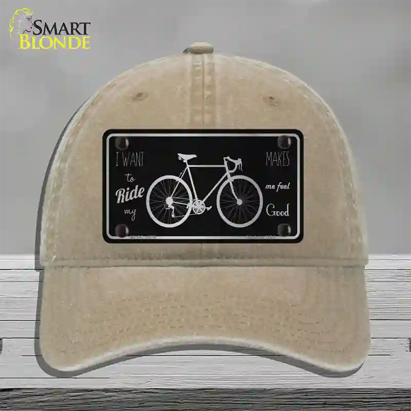 Bike Black Brushed Chrome Novelty License Plate Hat Unconstructed Cotton / Khaki