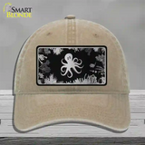 Octopus Black Brushed Chrome Novelty License Plate Hat Unconstructed Cotton / Khaki