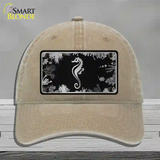 Sea Horse Black Brushed Chrome Novelty License Plate Hat Unconstructed Cotton / Khaki