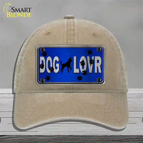 Dog Lover Blue Brushed Chrome Novelty License Plate Hat Tag Unconstructed Cotton / Khaki