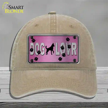 Dog Lover Pink Brushed Chrome Novelty License Plate Hat Tag Unconstructed Cotton / Khaki