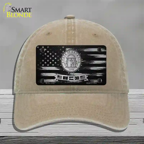 Georgia Carbon Fiber Novelty License Plate Hat Unconstructed Cotton / Khaki