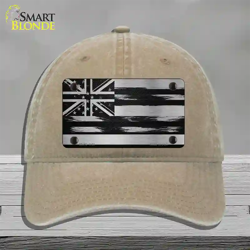 Hawaii Carbon Fiber Novelty License Plate Hat Unconstructed Cotton / Khaki