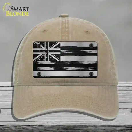 Hawaii Carbon Fiber Novelty License Plate Hat Unconstructed Cotton / Khaki