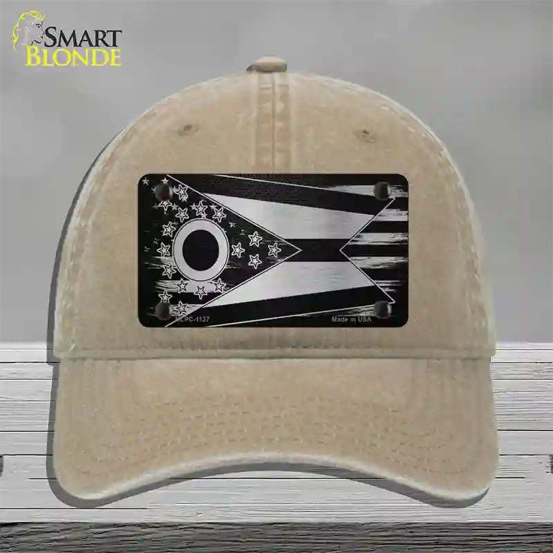 Ohio Carbon Fiber Novelty License Plate Hat Unconstructed Cotton / Khaki