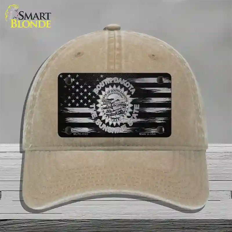 South Dakota Carbon Fiber Novelty License Plate Hat Unconstructed Cotton / Khaki