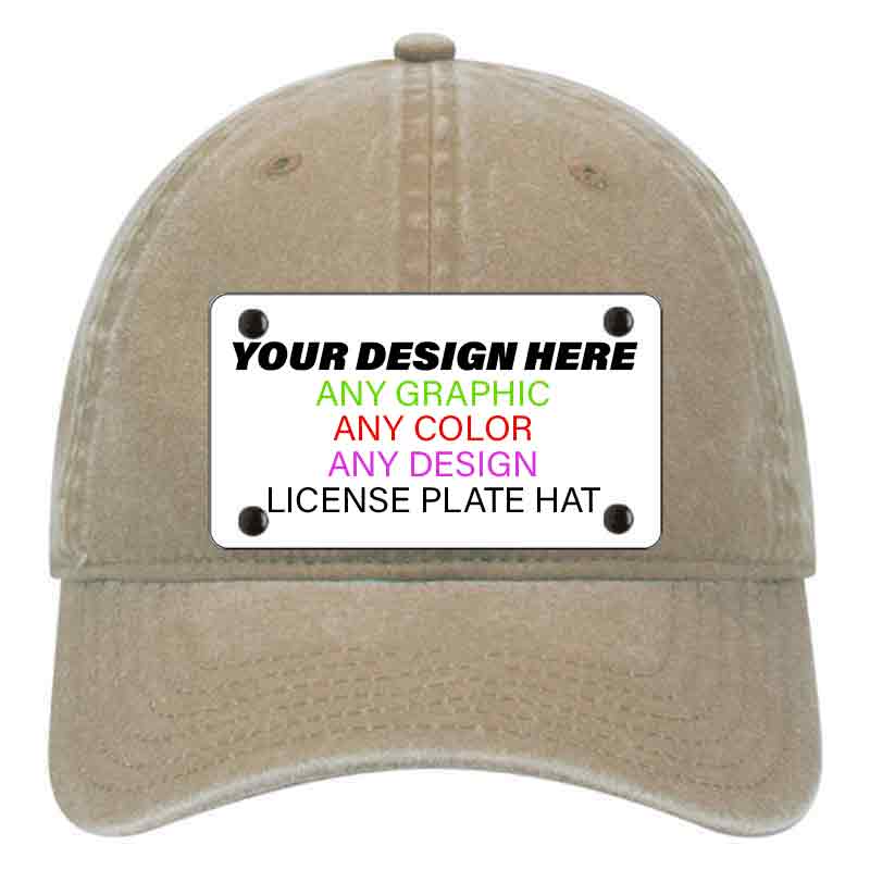 Khaki Unconstructed Cotton | Dad Hat Mounted License Plate Hat