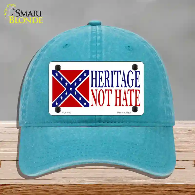 Heritage Not Hate Flag Novelty License Plate Hat Unconstructed Cotton / Lake Blue