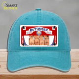 Buttwiser Beer Girls Novelty License Plate Hat Unconstructed Cotton / Lake Blue