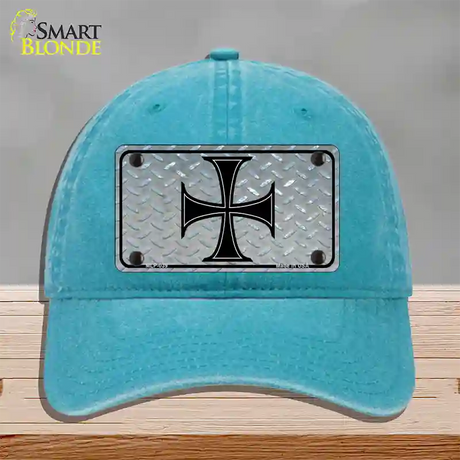 Maltese Cross Novelty License Plate Hat Unconstructed Cotton / Lake Blue