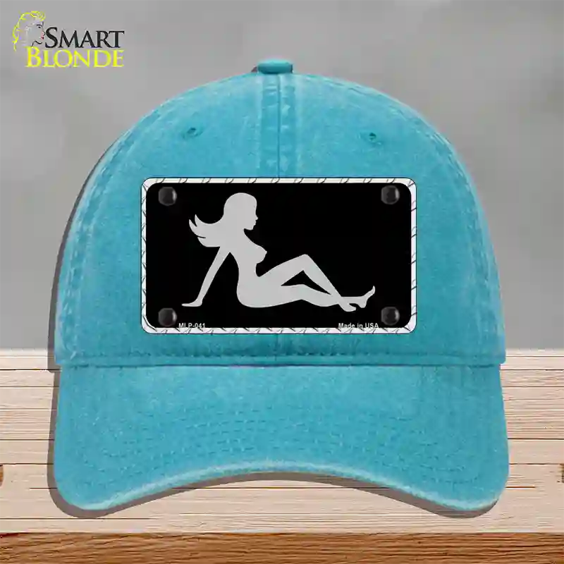 Mud Flap Girl Sillouette Novelty License Plate Hat Unconstructed Cotton / Lake Blue