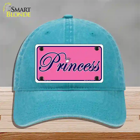 Pink Princess Tiara Novelty License Plate Hat Unconstructed Cotton / Lake Blue