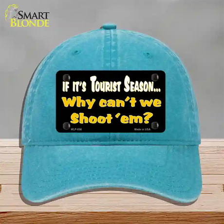 Why Cant We Shoot Em Novelty License Plate Hat Unconstructed Cotton / Lake Blue