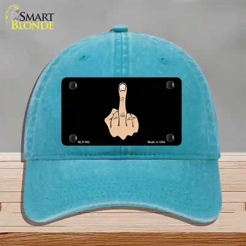 Middle Finger Novelty License Plate Hat Unconstructed Cotton / Lake Blue