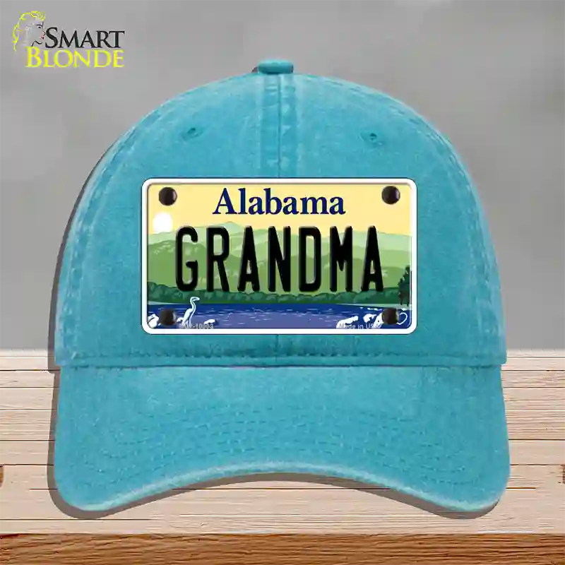 Grandma Alabama Novelty License Plate Hat Unconstructed Cotton / Lake Blue