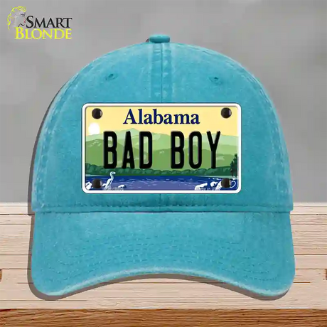 Bad Boy Alabama Novelty License Plate Hat Unconstructed Cotton / Lake Blue