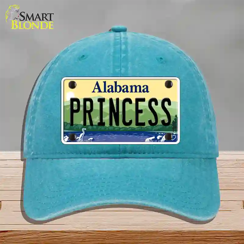 Princess Alabama Novelty License Plate Hat Unconstructed Cotton / Lake Blue