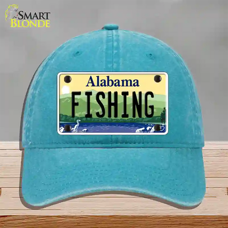 Fishing Alabama Novelty License Plate Hat Unconstructed Cotton / Lake Blue