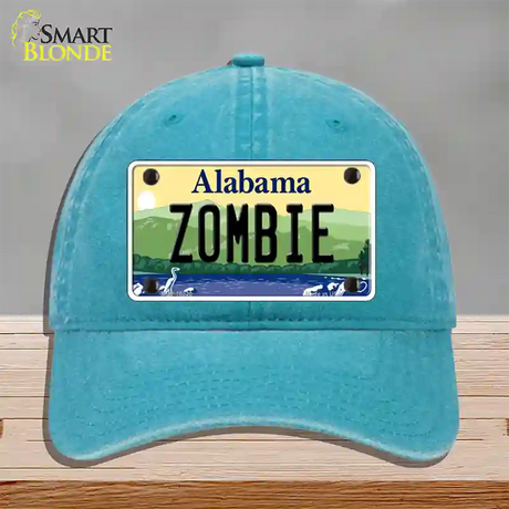 Zombie Alabama Novelty License Plate Hat Unconstructed Cotton / Lake Blue