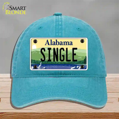 Single Alabama Novelty License Plate Hat Unconstructed Cotton / Lake Blue