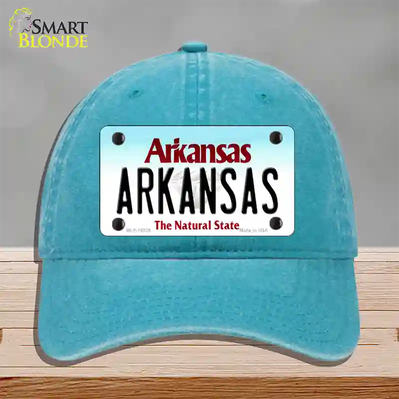 Arkansas Diamond Novelty License Plate Hat Unconstructed Cotton / Lake Blue