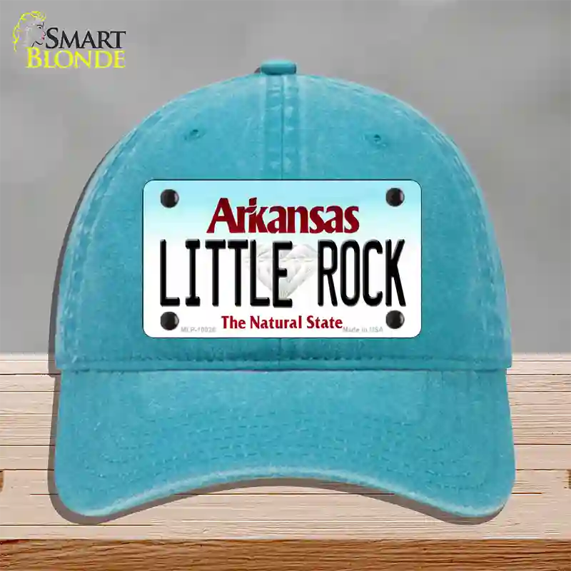 Little Rock Arkansas Novelty License Plate Hat Unconstructed Cotton / Lake Blue