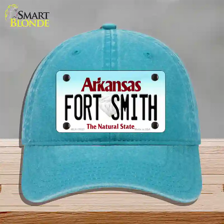 Fort Smith Arkansas Novelty License Plate Hat Unconstructed Cotton / Lake Blue