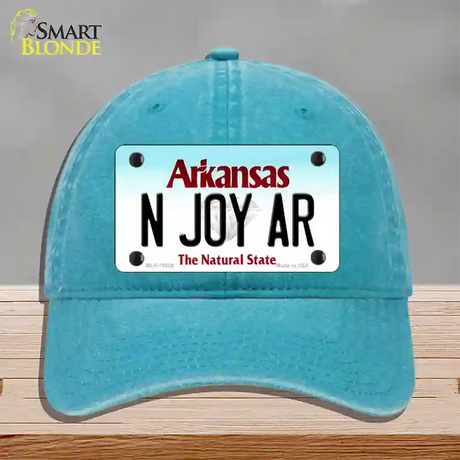 N Joy AR Arkansas Novelty License Plate Hat Unconstructed Cotton / Lake Blue