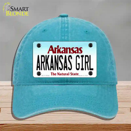 Arkansas Girl Arkansas Novelty License Plate Hat Unconstructed Cotton / Lake Blue