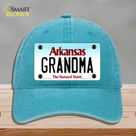 Grandma Arkansas Novelty License Plate Hat Unconstructed Cotton / Lake Blue