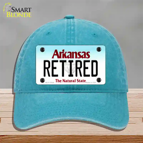 Retired Arkansas Novelty License Plate Hat Unconstructed Cotton / Lake Blue