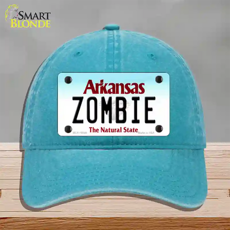 Zombie Arkansas Novelty License Plate Hat Unconstructed Cotton / Lake Blue