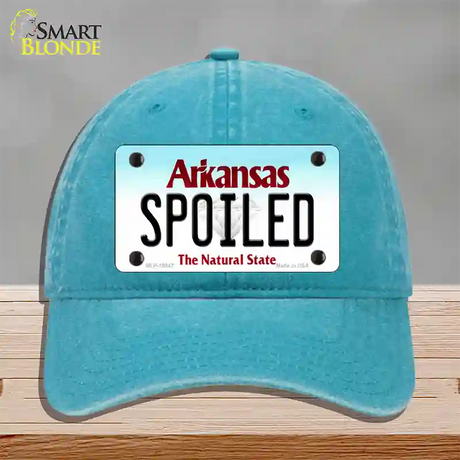 Spoiled Arkansas Novelty License Plate Hat Unconstructed Cotton / Lake Blue