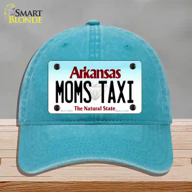 Moms Taxi Arkansas Novelty License Plate Hat Unconstructed Cotton / Lake Blue