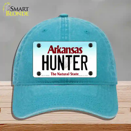 Hunter Arkansas Novelty License Plate Hat Unconstructed Cotton / Lake Blue