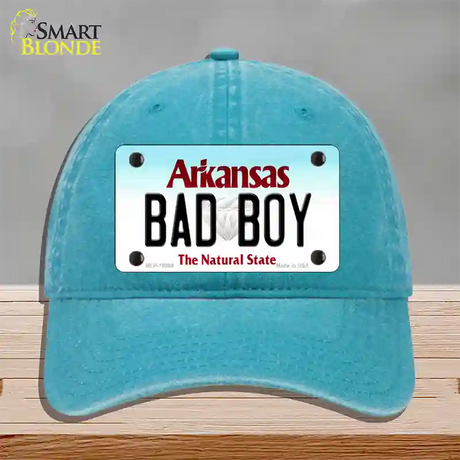 Bad Boy Arkansas Novelty License Plate Hat Unconstructed Cotton / Lake Blue