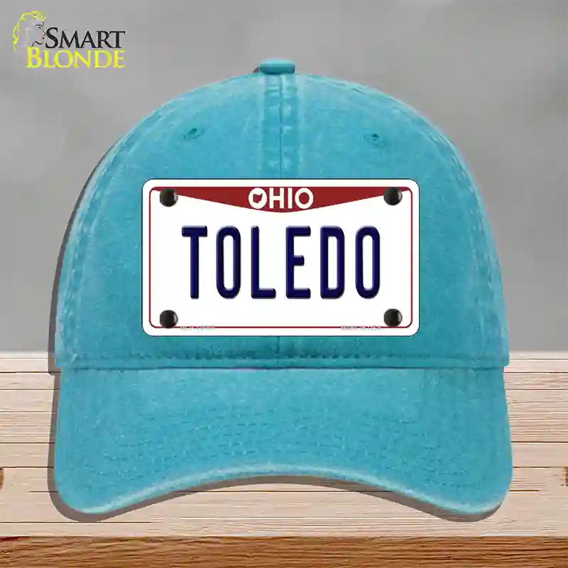 Toledo Ohio Novelty License Plate Hat Unconstructed Cotton / Lake Blue