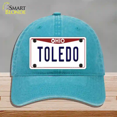 Toledo Ohio Novelty License Plate Hat Unconstructed Cotton / Lake Blue