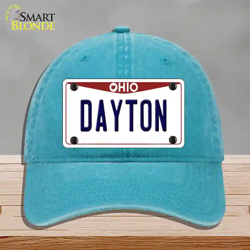 Dayton Ohio Novelty License Plate Hat Unconstructed Cotton / Lake Blue