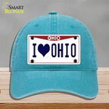 I Love Ohio Novelty License Plate Hat Unconstructed Cotton / Lake Blue